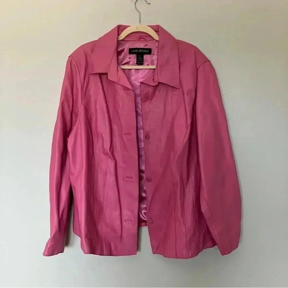 Lane Bryant pink leather  Barbiecore jacket 22/24 - Picture 3 of 6